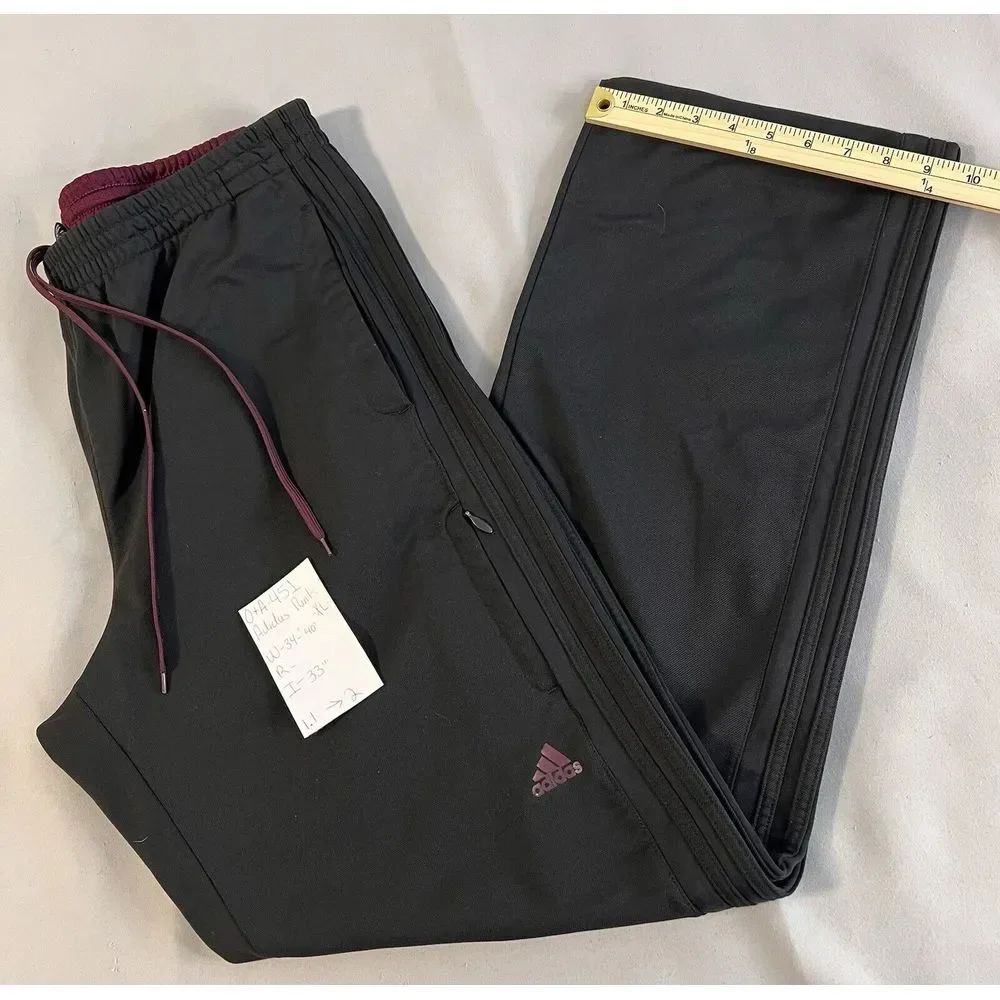 Adidas Training Athletic Sweatpants Fitness‎ Black And Burgundy Mens Sz XL